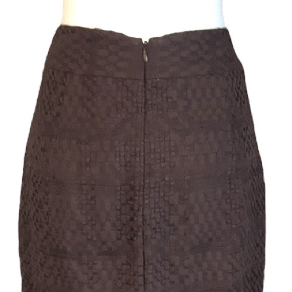 Milly of New York Brown Woven Textured Gold Button Detail Pencil Skirt - 8 - Picture 8 of 13